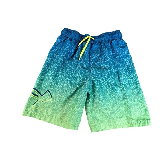 Under Armour Boys Size YLG Swim Trunks Board Shorts 2 Pair Lot Green Blue - Picture 10 of 16